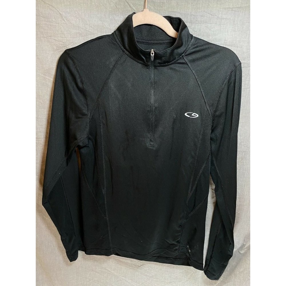 Champion Jacket Womens‎ Small Black 1/4 Zip Lightweight Reflective Logo Ladies.